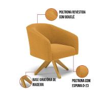 Poltrona Decorativa Giratória Ma30 Kit 2 Stella Bouclê Mostarda D03 - D'rossi - 3