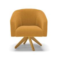 Poltrona Decorativa Giratória Ma30 Kit 2 Stella Bouclê Mostarda D03 - D'rossi - 5