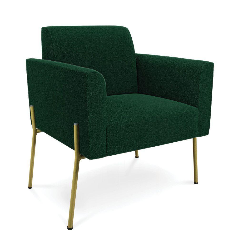 Namoradeira E 2 Poltronas Pé Ferro Dourado Marisa Bouclê Verde D03 - D'rossi - 8