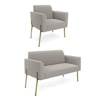 Namoradeira E Poltrona Pé Ferro Dourado Marisa Bouclê Cinza D03 - D'rossi - 1