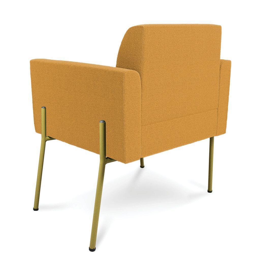 Poltrona Sala Estar Pé Ferro Dourado Kit 2 Marisa Bouclê Mostarda D03 - D'rossi - 7