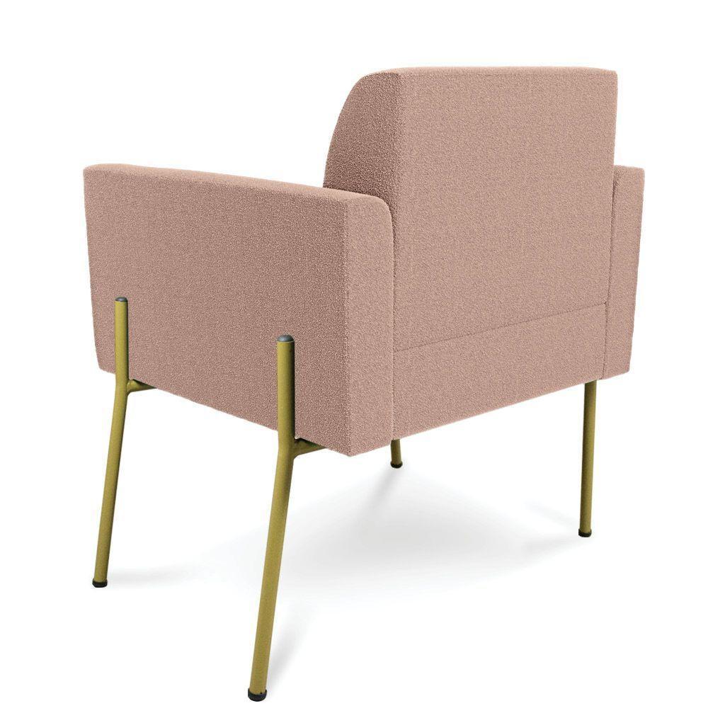 Poltrona Sala Estar Pé Ferro Dourado Kit 2 Marisa Bouclê Rosê D03 - D'rossi - 7