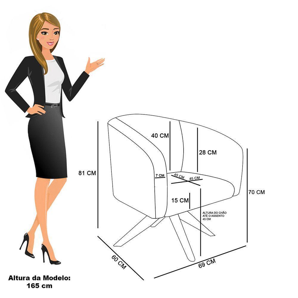 Poltrona Decorativa Giratória Ma30 Kit 2 Stella Bouclê Azul D03 - D'rossi - 4