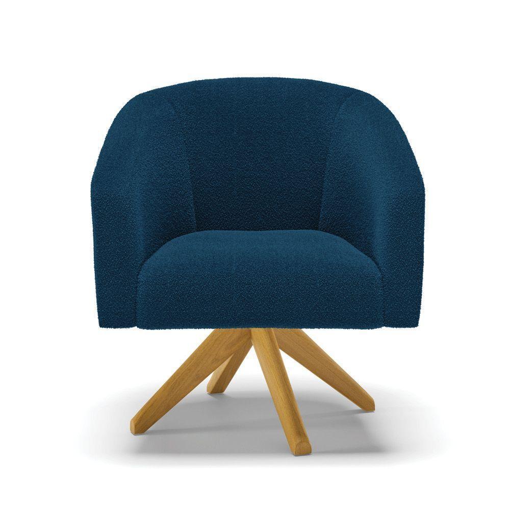 Poltrona Decorativa Giratória Ma30 Kit 2 Stella Bouclê Azul D03 - D'rossi - 5