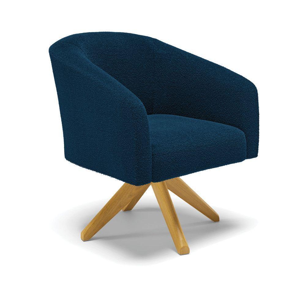 Poltrona Decorativa Giratória Ma30 Kit 2 Stella Bouclê Azul D03 - D'rossi - 6