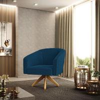 Poltrona Decorativa Giratória Ma30 Kit 2 Stella Bouclê Azul D03 - D'rossi - 2