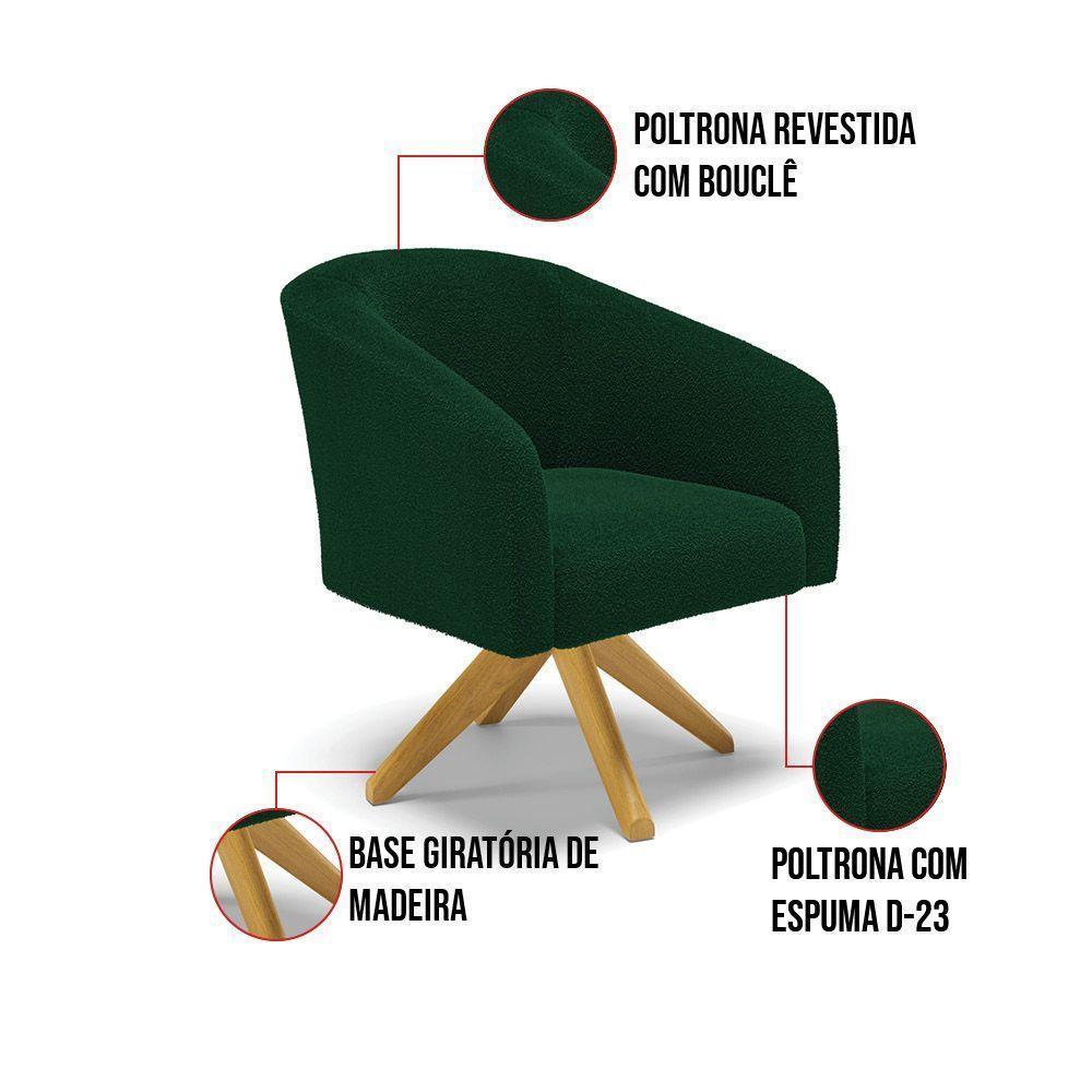 Poltrona Decorativa Giratória Ma30 Kit 2 Stella Bouclê Verde D03 - D'rossi - 3