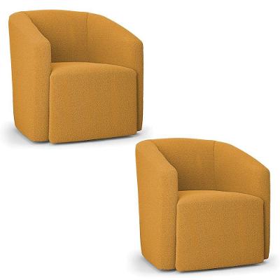 Poltrona Decorativa Orgânica Kit 2 Stella Max Bouclê Mostarda D03 - D'rossi