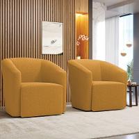 Poltrona Decorativa Orgânica Kit 2 Stella Max Bouclê Mostarda D03 - D'rossi - 2