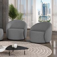 Poltrona Decorativa Orgânica Kit 2 Lua Linho Grafite D03 - D'rossi - 2