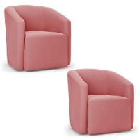 Poltrona Decorativa Orgânica Kit 2 Stella Max Suede Rosê D03 - D'rossi - 1