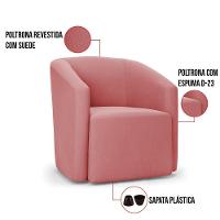 Poltrona Decorativa Orgânica Kit 2 Stella Max Suede Rosê D03 - D'rossi - 3