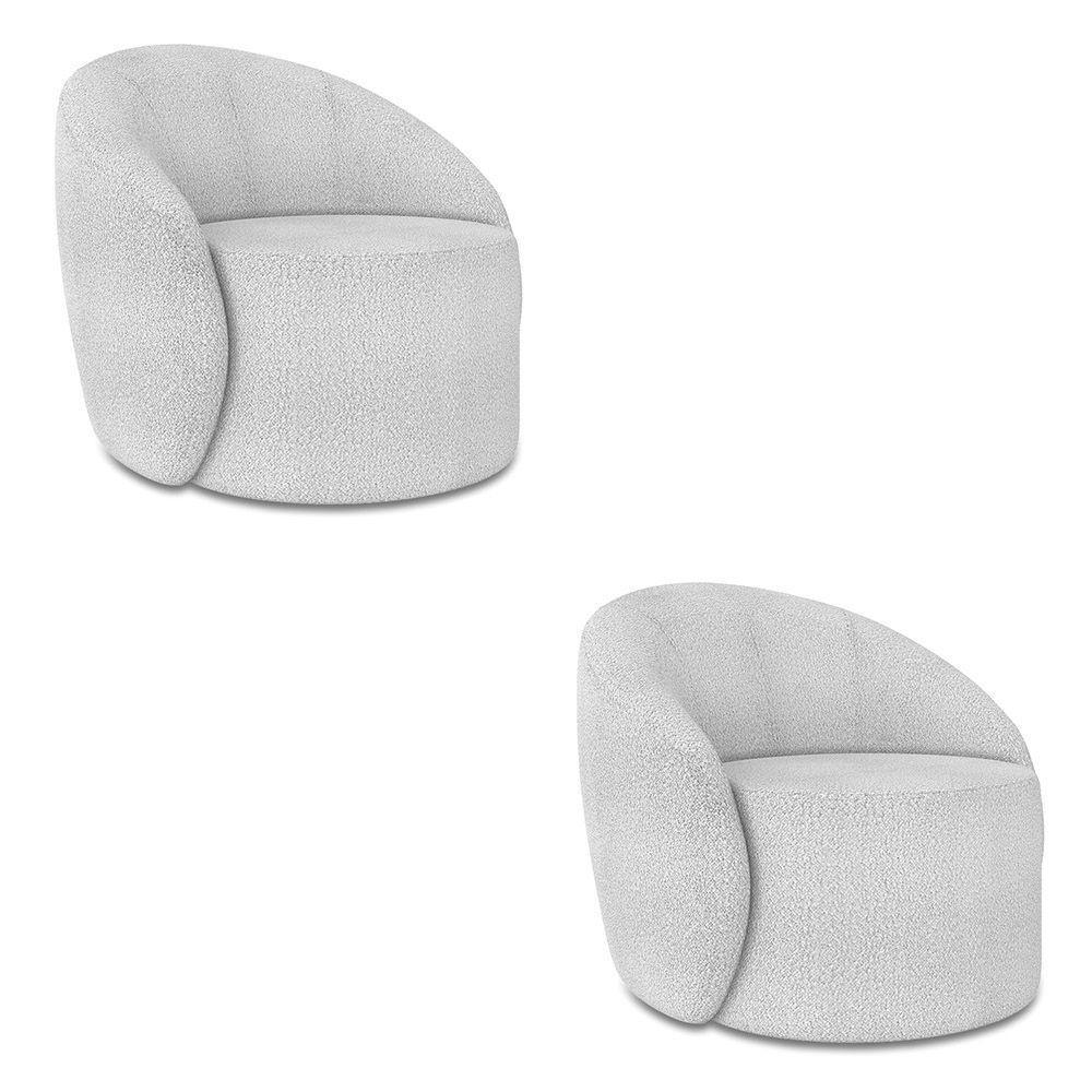 Poltrona Orgânica Kit 2 Lua Bouclê Cinza D03 - D'rossi - 1
