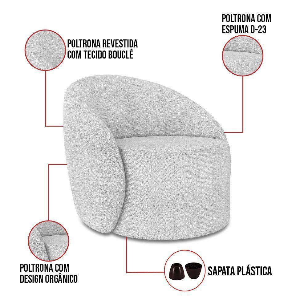 Poltrona Orgânica Kit 2 Lua Bouclê Cinza D03 - D'rossi - 3