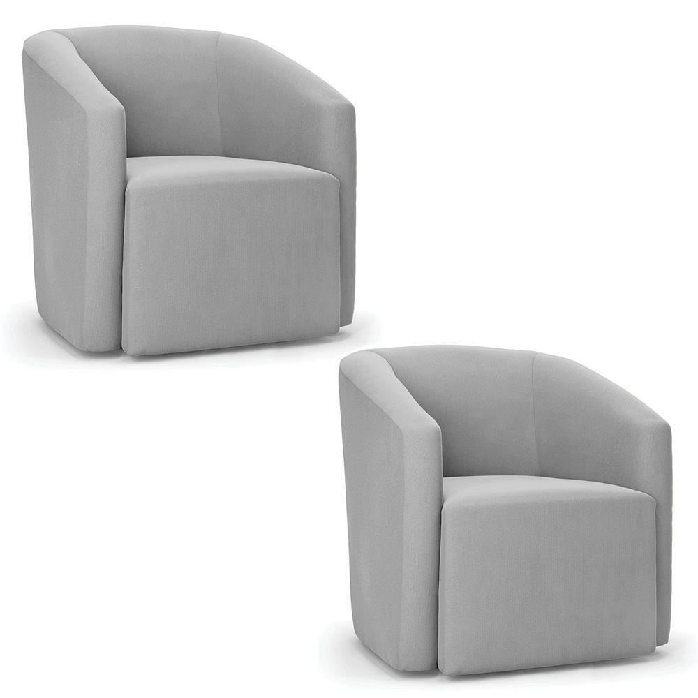 Poltrona Decorativa Orgânica Kit 2 Stella Max Suede Cinza D03 - D'rossi - 1