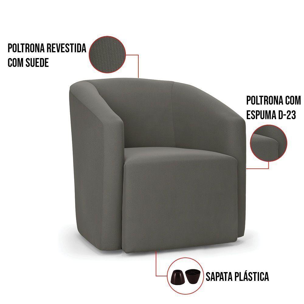 Poltrona Decorativa Orgânica Kit 2 Stella Max Suede Grafite D03 - D'rossi - 3