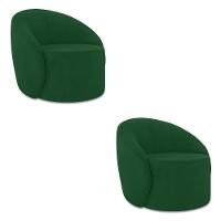 Poltrona Decorativa Orgânica Kit 2 Lua Suede Verde D03 - D'rossi - 1