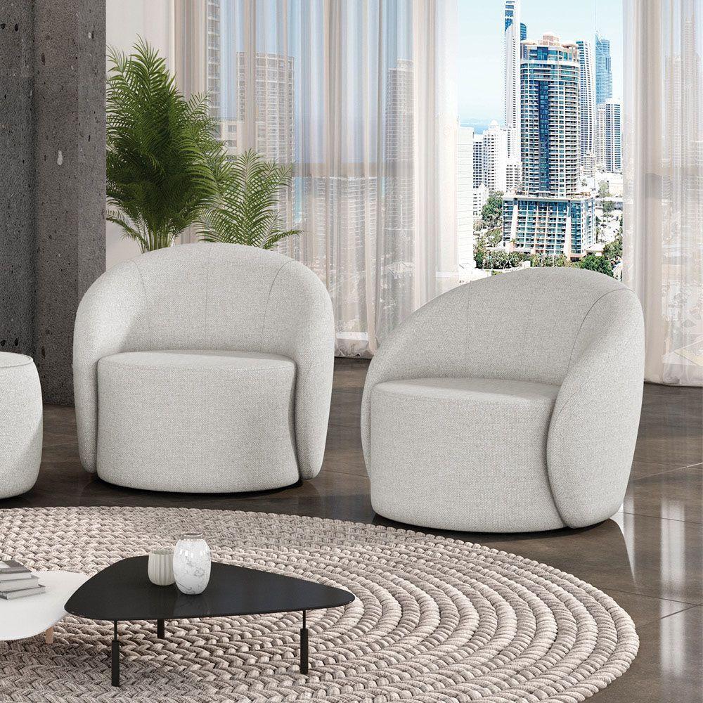 Poltrona Decorativa Orgânica Kit 2 Lua Linho Cinza D03 - D'rossi - 2