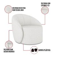 Poltrona Decorativa Orgânica Kit 2 Lua Linho Cinza D03 - D'rossi - 3