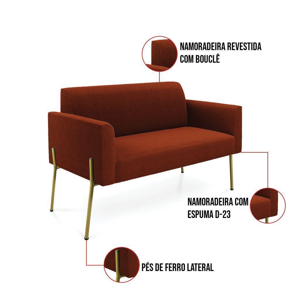 Namoradeira E 2 Poltronas Pé Ferro Dourado Marisa Bouclê Terra D03 - D'rossi - 3