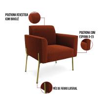 Namoradeira E 2 Poltronas Pé Ferro Dourado Marisa Bouclê Terra D03 - D'rossi