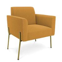 Namoradeira E 2 Poltronas Pé Ferro Dourado Marisa Bouclê Mostarda D03 - D'rossi - 8