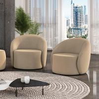Poltrona Decorativa Orgânica Kit 2 Lua Suede Marr Rato D03 - D'rossi - 2