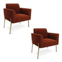 Poltrona Sala Estar Pé Ferro Dourado Kit 2 Marisa Bouclê Terra D03 - D'rossi - 1