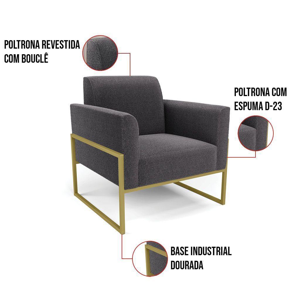Namoradeira E Poltrona Industrial Alta Dourado Marisa Bouclê Grafite D03 - D'rossi - 4