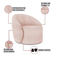 Poltrona Decorativa Orgânica Lua Bouclê Rosê D03 - D'rossi - 3