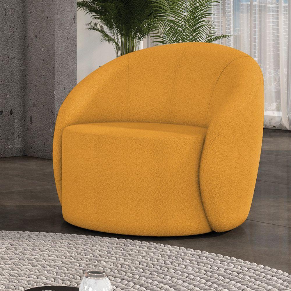 Poltrona Decorativa Orgânica Lua Bouclê Mostarda D03 - D'rossi - 2