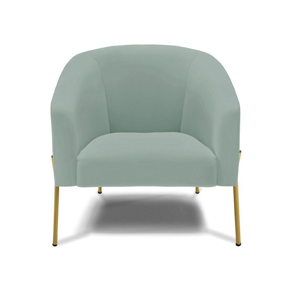Poltrona Decorativa Pé De Ferro Dourado Stella Cotelê Ext/veludo Menta D03 - D'rossi - 6
