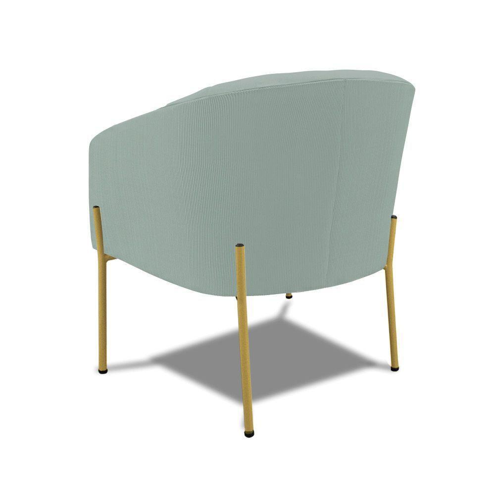 Poltrona Decorativa Pé De Ferro Dourado Stella Cotelê Ext/veludo Menta D03 - D'rossi - 7