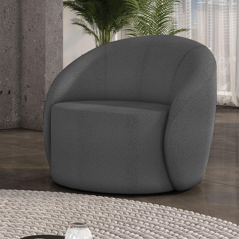 Poltrona Decorativa Orgânica Lua Bouclê Grafite D03 - D'rossi - 2