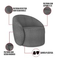 Poltrona Decorativa Orgânica Lua Bouclê Grafite D03 - D'rossi - 3