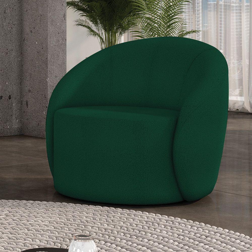 Poltrona Decorativa Orgânica Lua Bouclê Verde D03 - D'rossi - 2
