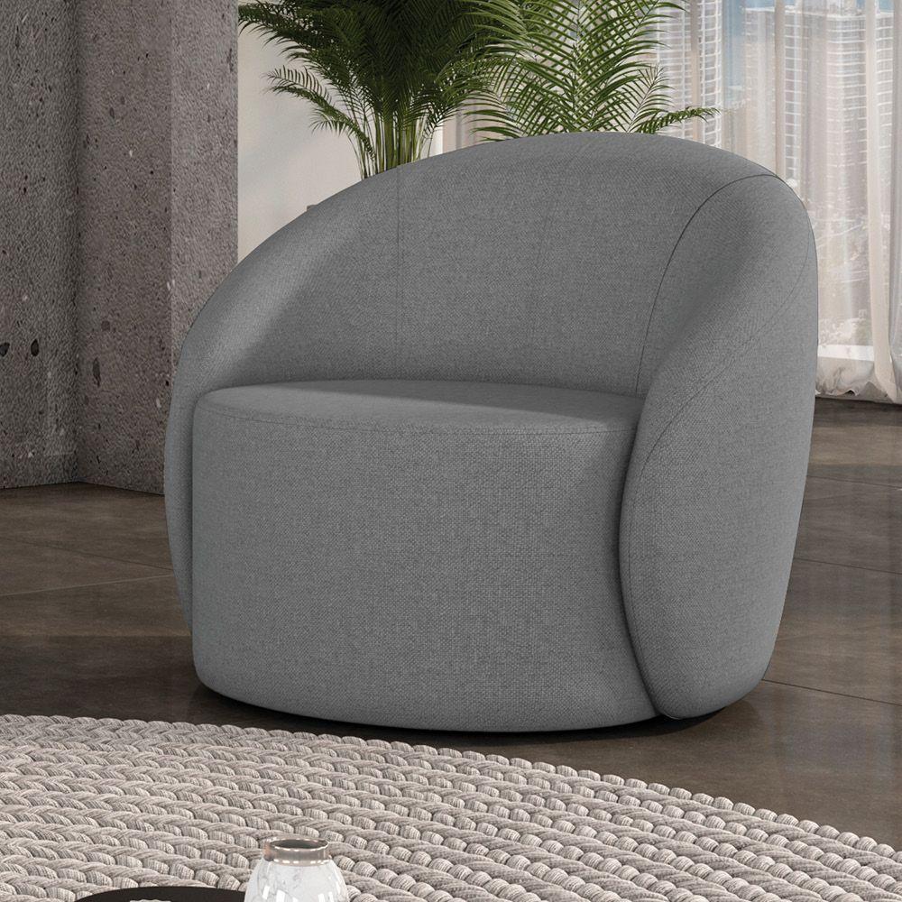 Poltrona Decorativa Orgânica Lua Linho Grafite D03 - D'rossi - 2