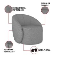 Poltrona Decorativa Orgânica Lua Linho Grafite D03 - D'rossi - 3