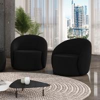 Poltrona Decorativa Orgânica Kit 2 Lua Veludo Preto D03 - D'rossi - 2