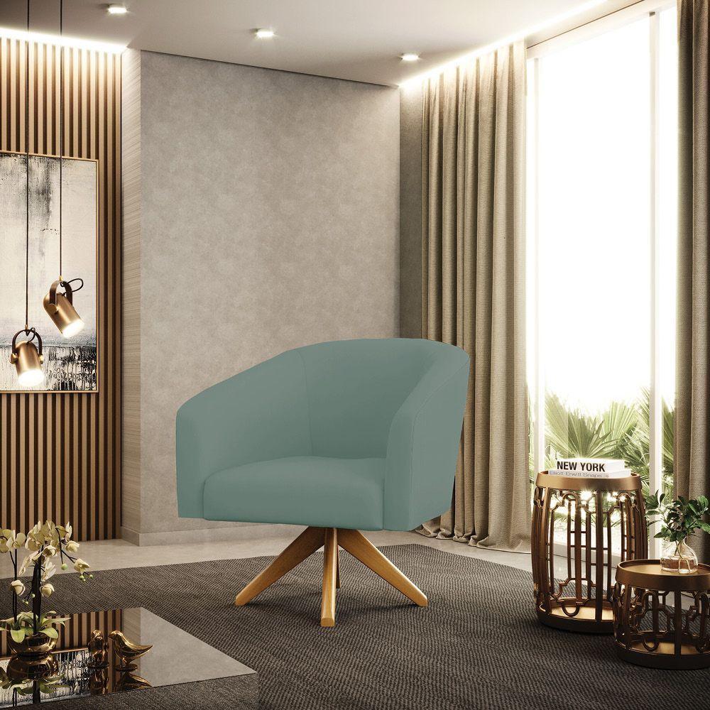 Poltrona Decorativa Giratória Ma30 Stella Cotelê Ext/veludo Menta D03 - D'rossi - 2