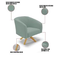 Poltrona Decorativa Giratória Ma30 Stella Cotelê Ext/veludo Menta D03 - D'rossi - 3