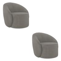 Poltrona Decorativa Orgânica Kit 2 Lua Suede Grafite D03 - D'rossi - 1