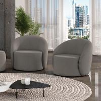 Poltrona Decorativa Orgânica Kit 2 Lua Suede Grafite D03 - D'rossi - 2