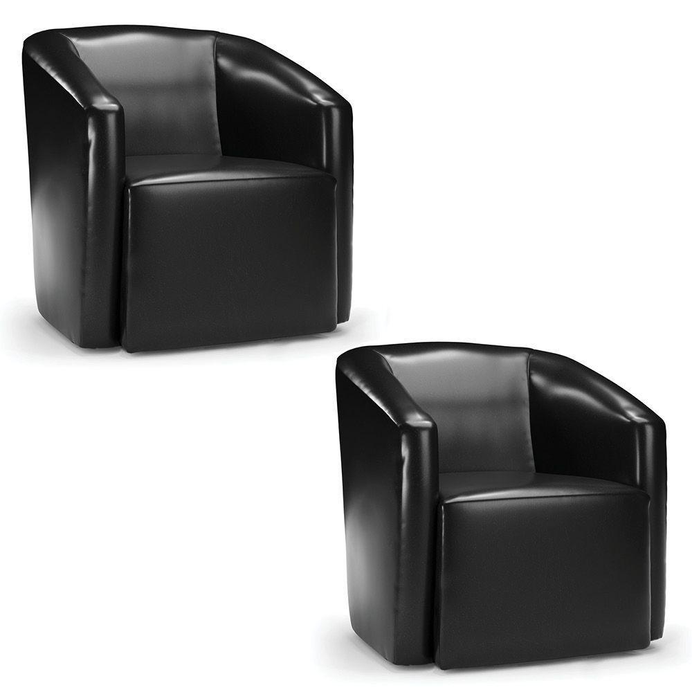 Poltrona Decorativa Orgânica Kit 2 Stella Max Sintético Pu Preto D03 - D'rossi - 1