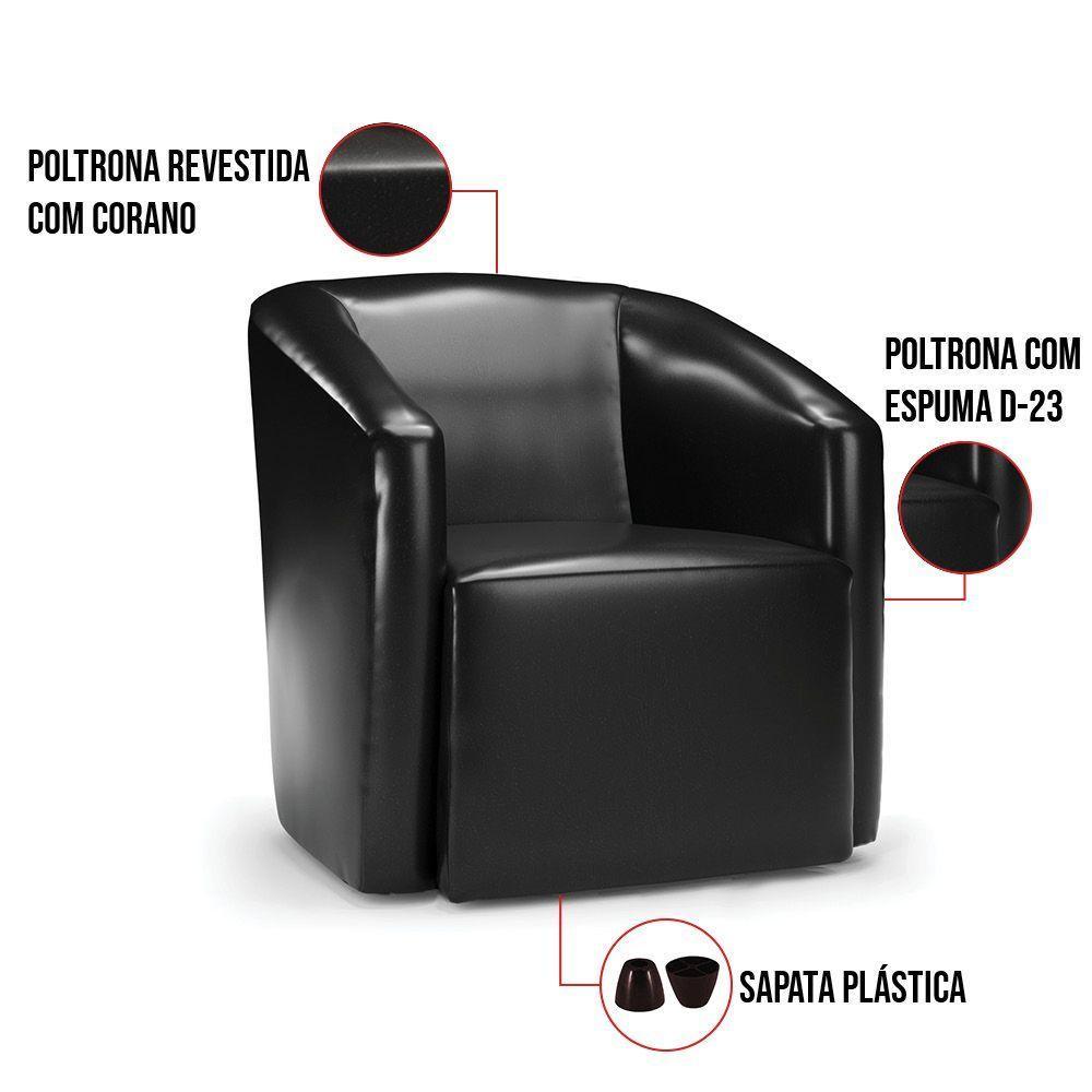 Poltrona Decorativa Orgânica Kit 2 Stella Max Sintético Pu Preto D03 - D'rossi - 3
