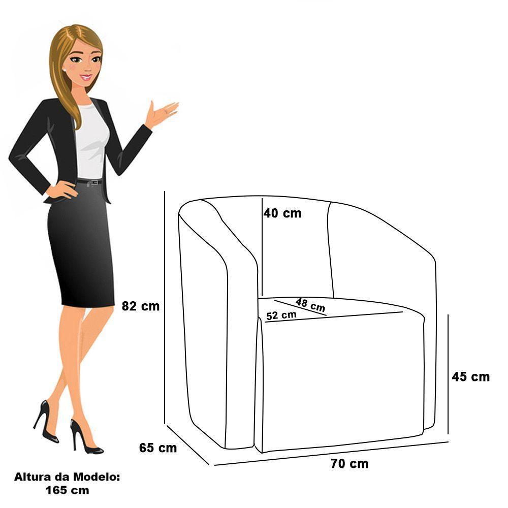 Poltrona Decorativa Orgânica Kit 2 Stella Max Sintético Pu Preto D03 - D'rossi - 4