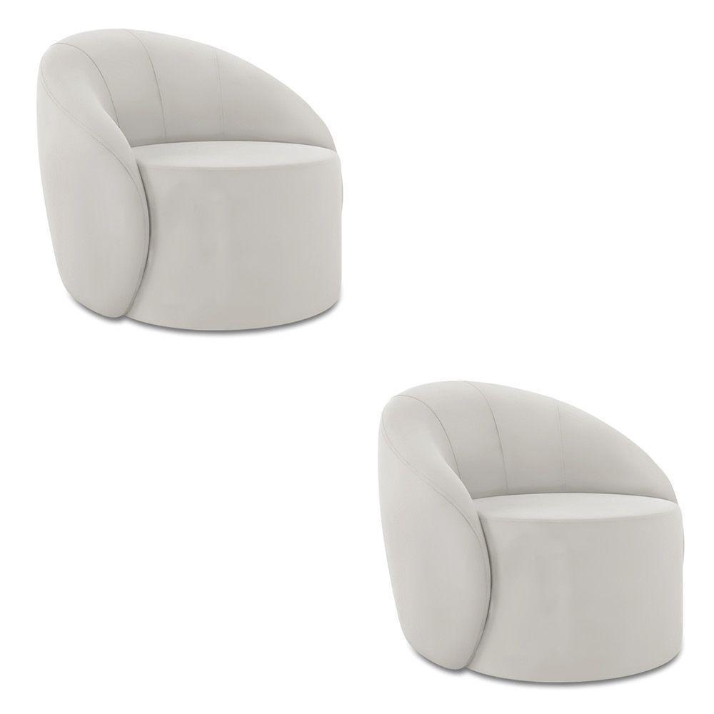 Poltrona Decorativa Orgânica Kit 2 Lua Veludo Cinza D03 - D'rossi - 1