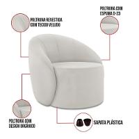Poltrona Decorativa Orgânica Kit 2 Lua Veludo Cinza D03 - D'rossi - 3
