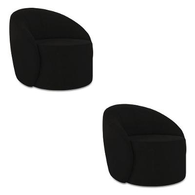 Poltrona Decorativa Orgânica Kit 2 Lua Suede Preto D03 - D'rossi