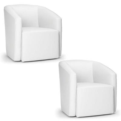 Poltrona Decorativa Orgânica Kit 2 Stella Max Sintético Branco D03 - D'rossi
